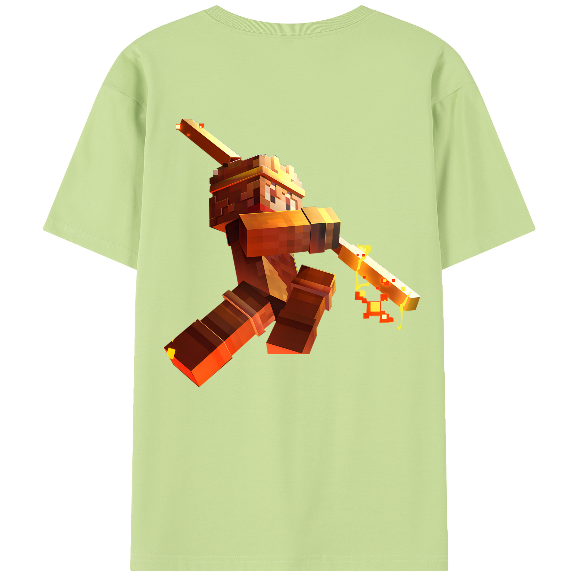 （画像用） マインクラフト ブロックの世界 Minecraft MC Block world 綿100％半袖Tシャツ（背面プリント）